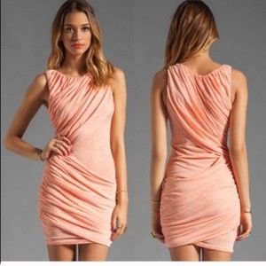 Alice + Olivia Small Drape Goddess Dress in space Orange/White